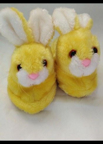 20 Beden Kız Çocuk Sarı Peluş Tavşan Ev Terliği