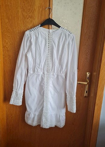 Dantel Detaylı Beyaz Bohem Midi Tunik