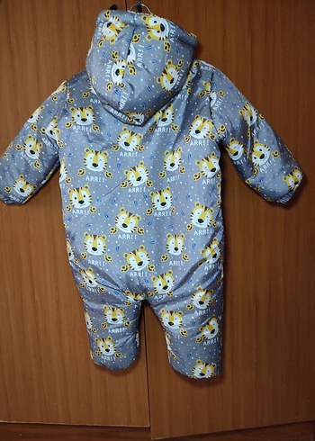 Gri Baskılı Kürklü Bebek  Tulumu - Görsel 7