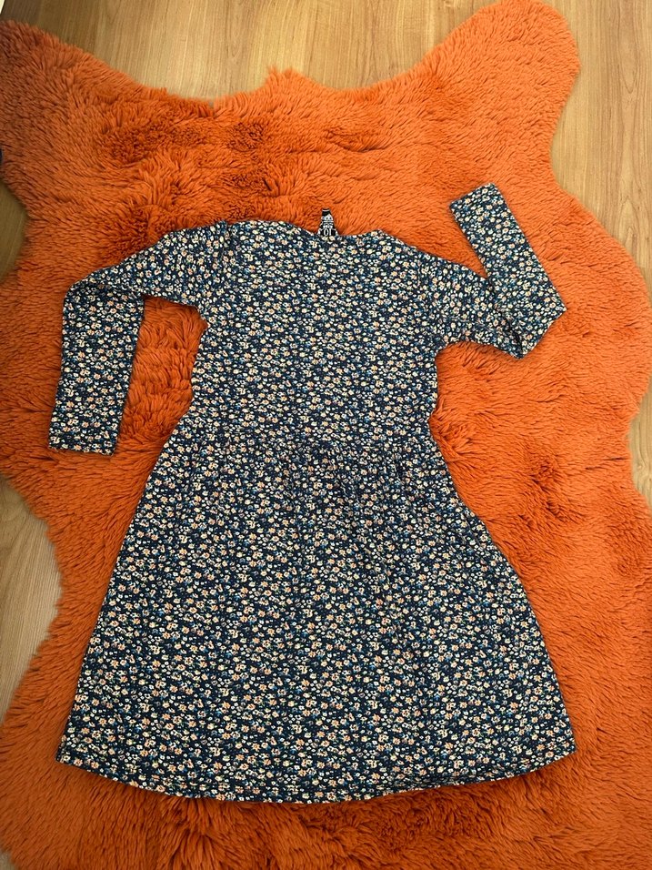 Çiçek Desenli Uzun Kollu Bohem Elbise 10 yaş - Görsel 3