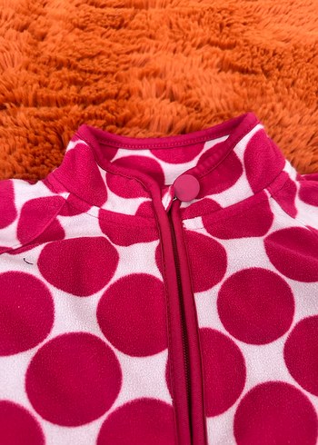 Kız Çocuk Puantiyeli Fermuarlı Polar Ceket - Görsel 2