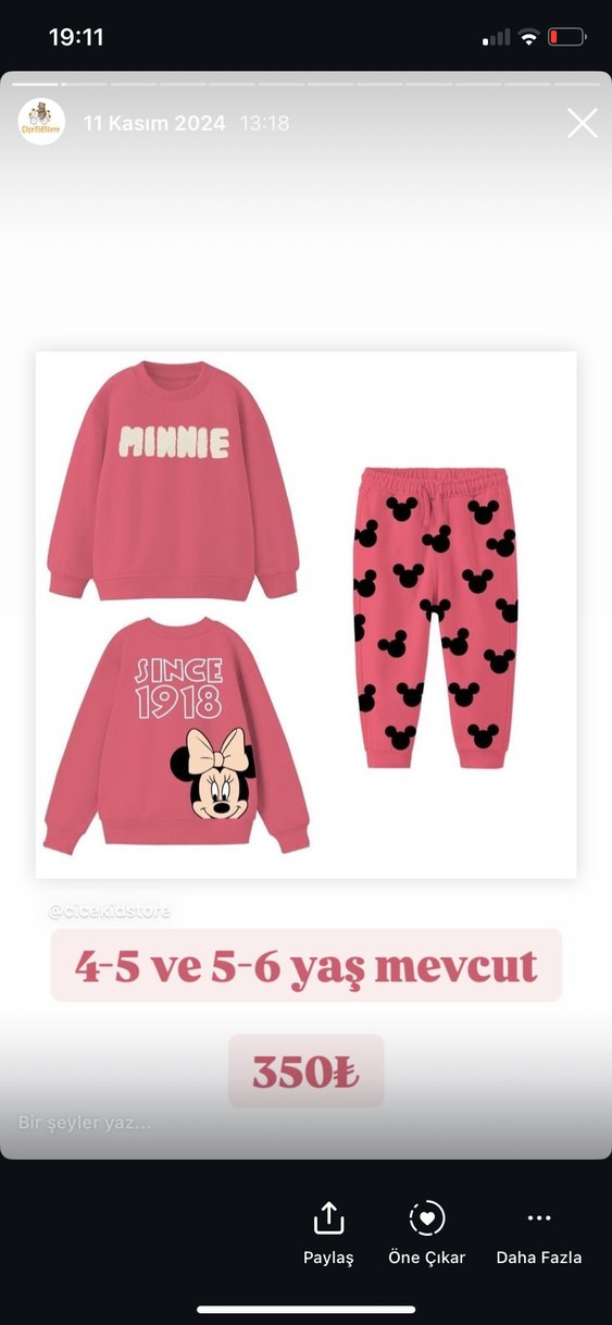 Pembe Baskılı Bebek Kız Takımı Minnie - Görsel 2