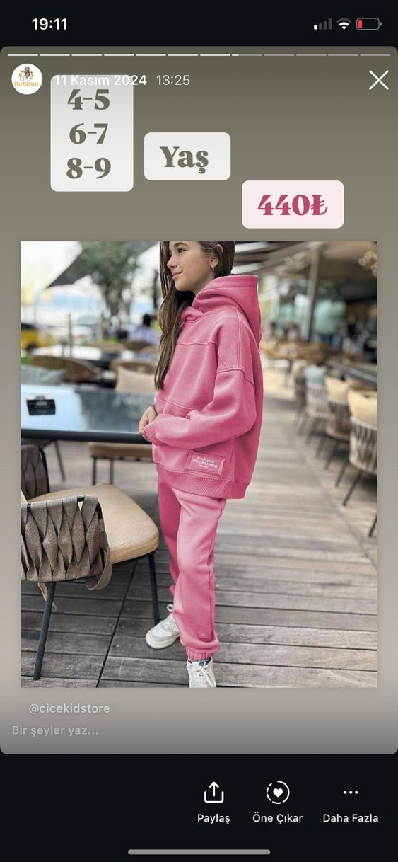 Mor Kapüşonlu Oversize Kız Eşofman Takımı - Görsel 2