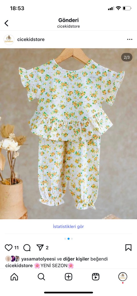 Sarı Dantel Detaylı Kız Çocuk takım - Görsel 2