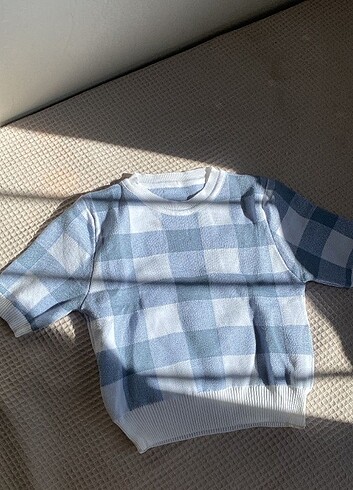 Bershka Ekose mavi crop