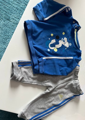 Mavi Gri Bebek Takım Sweatshirt ve Pantolon - Görsel 3