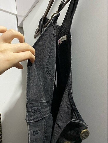 Koton etek tulum salopet düğmeli cepli kot ayarlanabilir askılı - Görsel 5