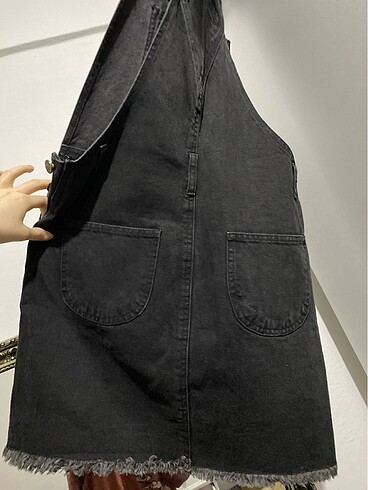 Koton etek tulum salopet düğmeli cepli kot ayarlanabilir askılı - Görsel 6