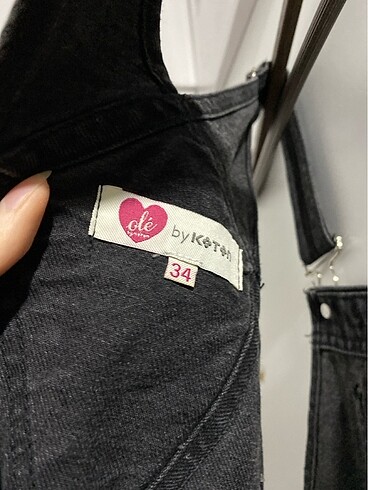 Koton etek tulum salopet düğmeli cepli kot ayarlanabilir askılı - Görsel 10