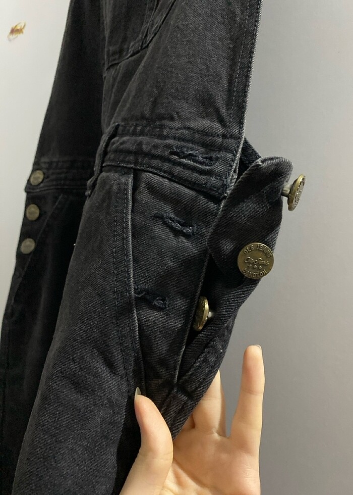 Koton etek tulum salopet düğmeli cepli kot ayarlanabilir askılı - Görsel 3