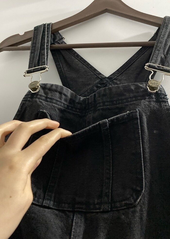 Koton etek tulum salopet düğmeli cepli kot ayarlanabilir askılı - Görsel 4