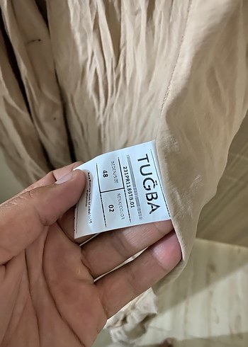 Bej Düğmeli Uzun Keten Kadın Trençkot veya elbise - Görsel 5