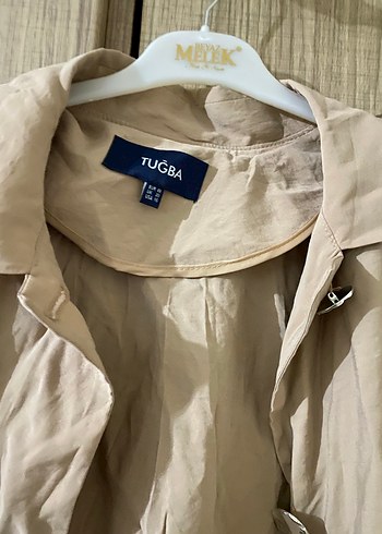 Bej Düğmeli Uzun Keten Kadın Trençkot veya elbise - Görsel 3