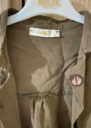 Haki Kemerli Uzun Keten Kadın Trençkot - Görsel 6