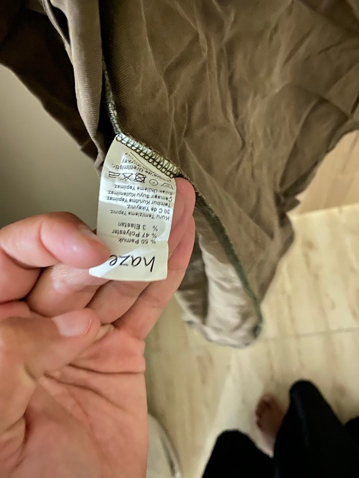 Haki Kemerli Uzun Keten Kadın Trençkot - Görsel 5