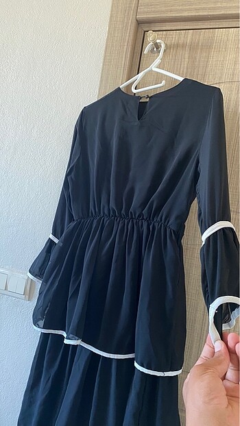 Kadın fırfırlı siyah elbise - Görsel 6