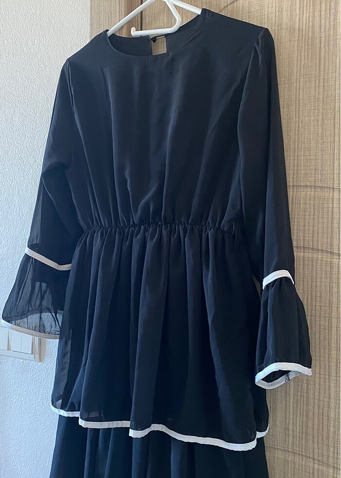 Kadın fırfırlı siyah elbise - Görsel 4