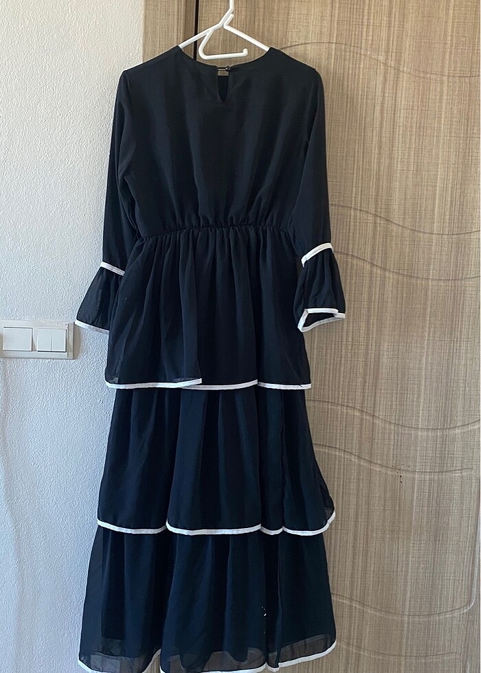 Kadın fırfırlı siyah elbise - Görsel 5