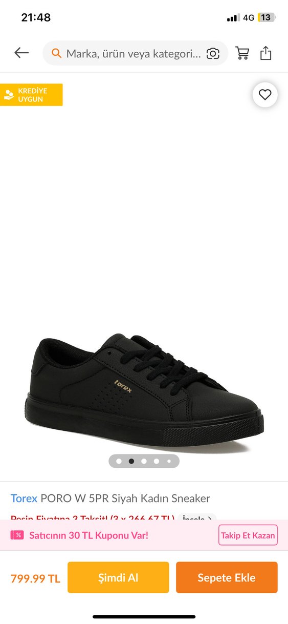 Siyah Minimalist Kadın Sneakers - Görsel 5