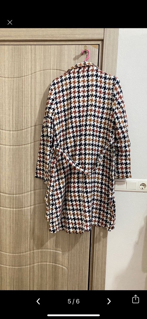 Düğmeli Uzun Kadın Kaban Kahverengi - Görsel 4