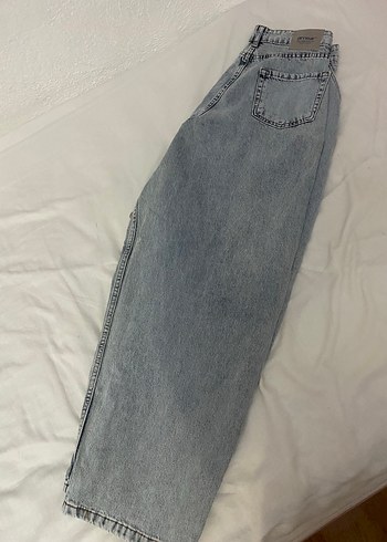 31 Beden Gri Mavi baggy jean