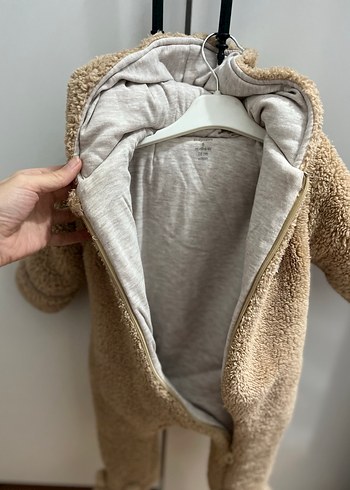 Kürklü Kahverengi unisex Bebek Tulumu - Görsel 3