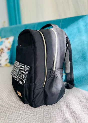 Siyah Fermuarlı anne-bebek bakım Sırt Çantası - Görsel 3