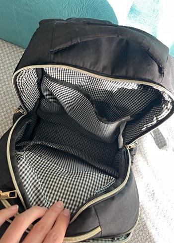 Siyah Fermuarlı anne-bebek bakım Sırt Çantası - Görsel 5