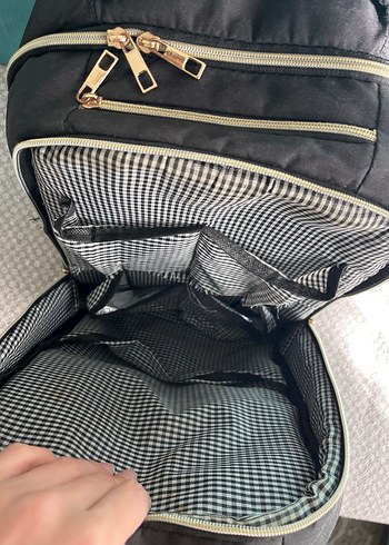 Siyah Fermuarlı anne-bebek bakım Sırt Çantası - Görsel 4