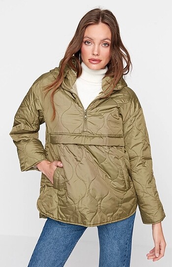 Oversize Kapüşonlu Kanguru Mont