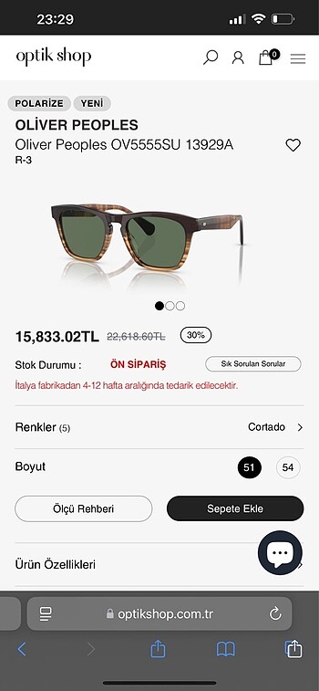 Oliver Peoples Unisex Güneş Gözlüğü