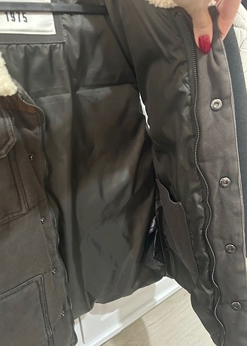 Zara Kahverengi Haki Kürklü Erkek Yelek - Görsel 3