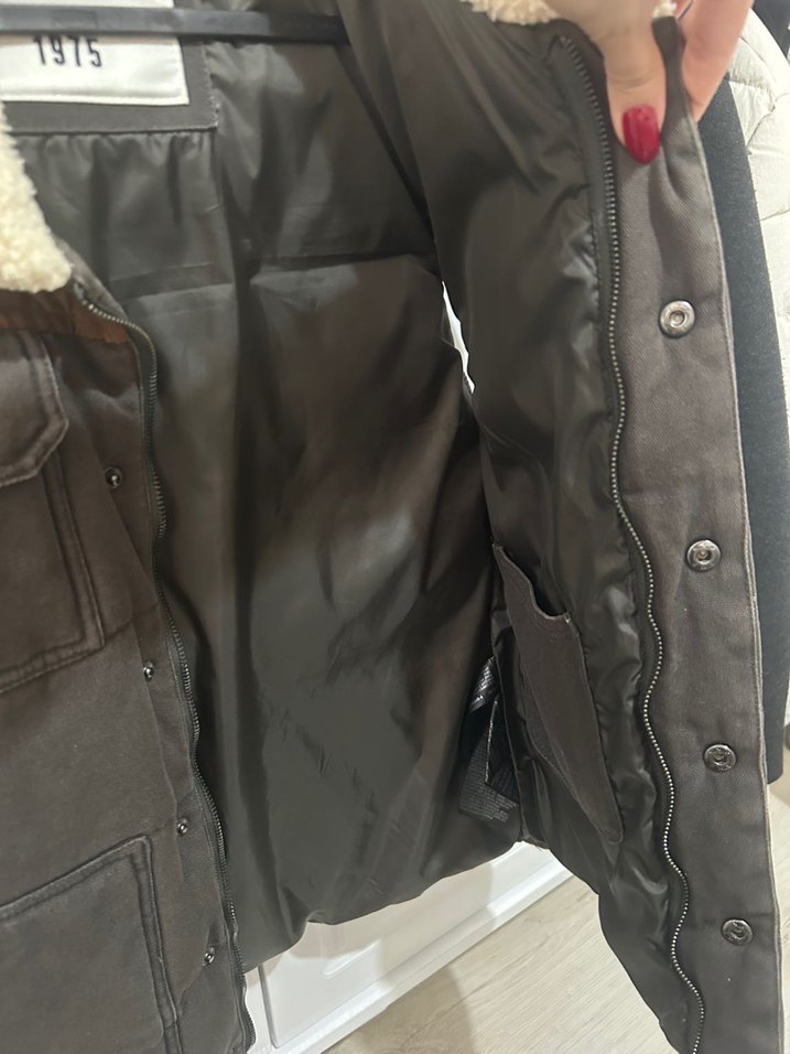 Zara Kahverengi Haki Kürklü Erkek Yelek - Görsel 3