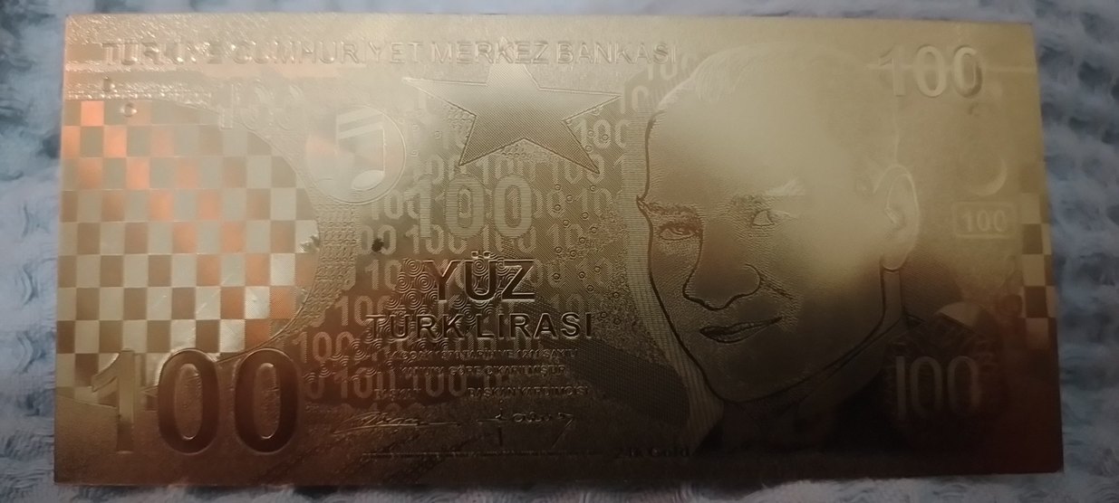 Koyu Altın Renkli Figürin 100 Lira - Görsel 3