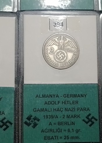 Almanya Vintage Adolf Hitler Nazi Rozetleri NAZİ GÜMÜŞ 2 MARK - Görsel 4