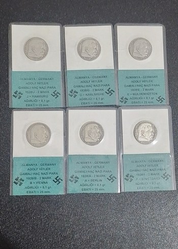 Almanya Vintage Adolf Hitler Nazi Rozetleri NAZİ GÜMÜŞ 2 MARK - Görsel 2