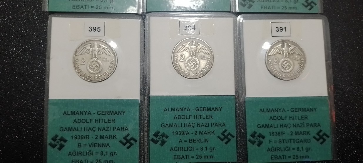 Almanya Vintage Adolf Hitler Nazi Rozetleri NAZİ GÜMÜŞ 2 MARK - Görsel 4