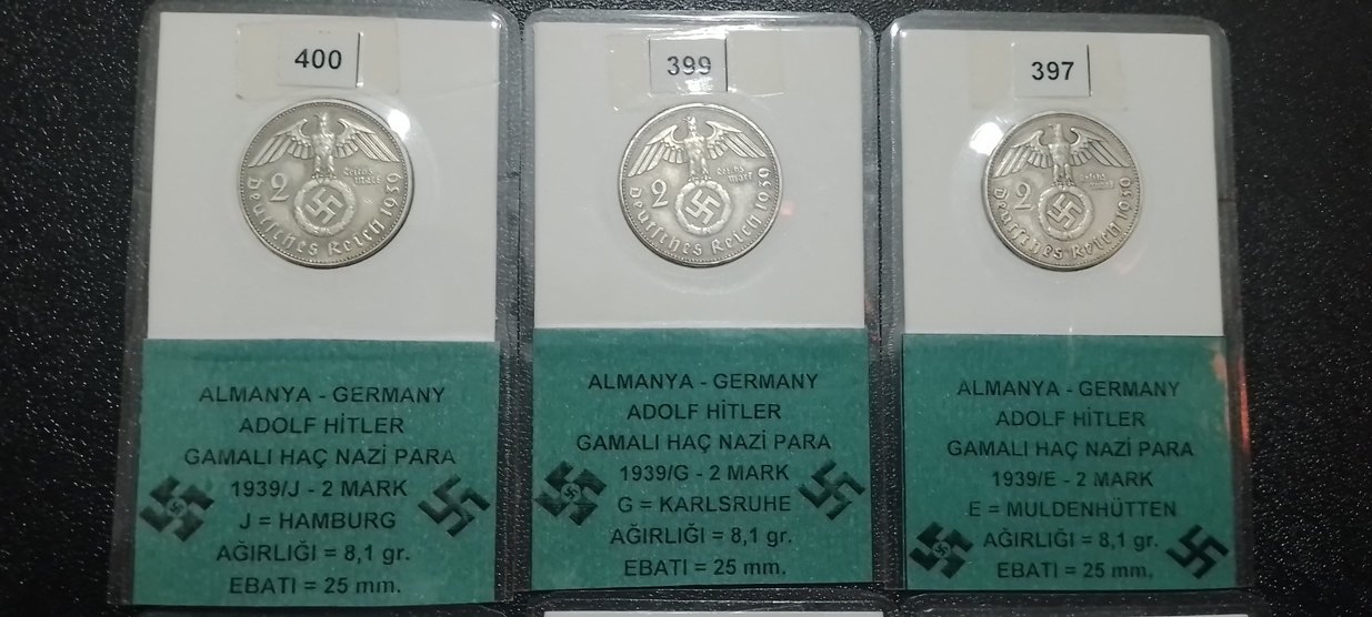 Almanya Vintage Adolf Hitler Nazi Rozetleri NAZİ GÜMÜŞ 2 MARK - Görsel 3