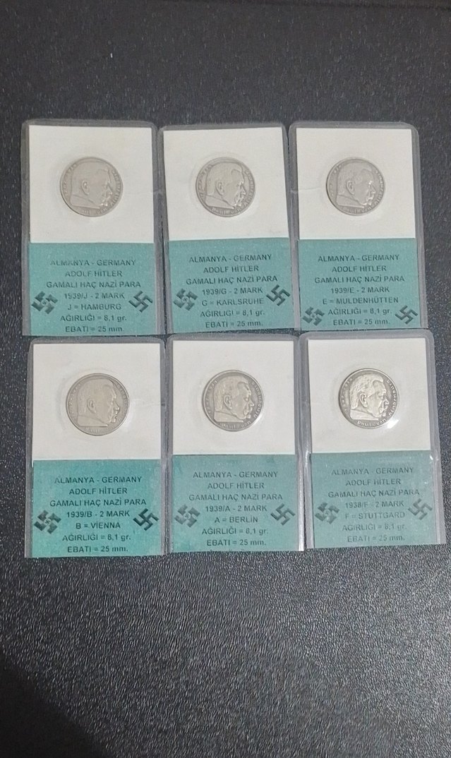 Almanya Vintage Adolf Hitler Nazi Rozetleri NAZİ GÜMÜŞ 2 MARK - Görsel 2