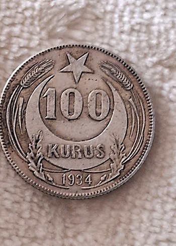 Vintage 1934 Altın Tonlu 100 Kurus Rozeti - Görsel 3