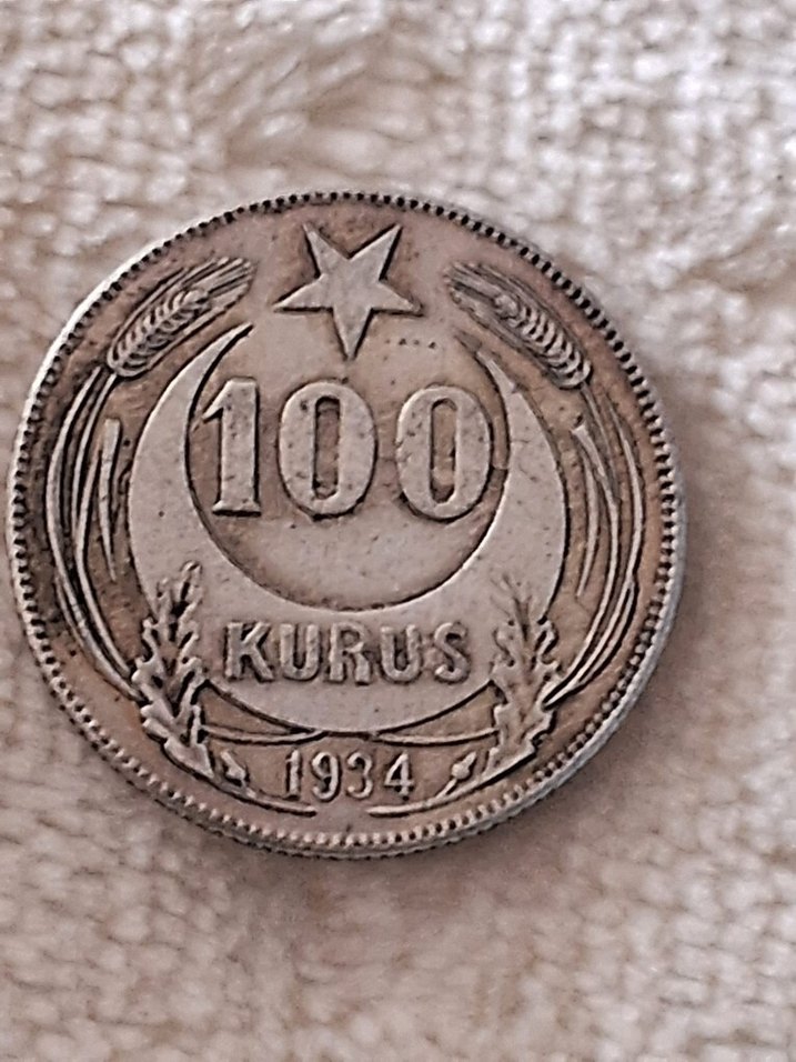 Vintage 1934 Altın Tonlu 100 Kurus Rozeti - Görsel 3