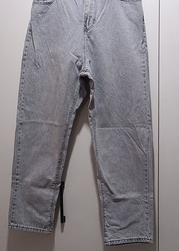 Gri Kadın Denim Salaş Pantolon