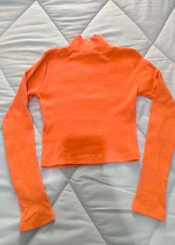 Turuncu Yarım Fermuarlı Uzun Kollu Kadın Kazak - Görsel 3