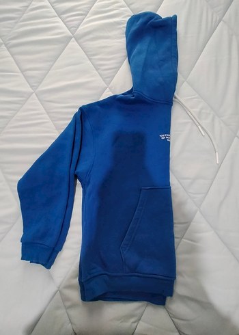 Kadın Mavi Kapüşonlu Sweatshirt - Görsel 3