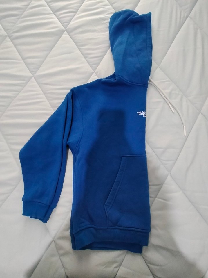 Kadın Mavi Kapüşonlu Sweatshirt - Görsel 3