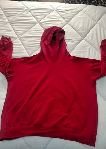 Koyu Kırmızı Kapüşonlu Kadın Sweatshirt - Görsel 2