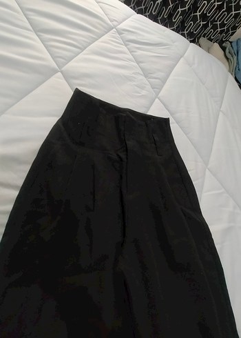 Kadın Siyah Kemerli Keten Pantolon - Görsel 2