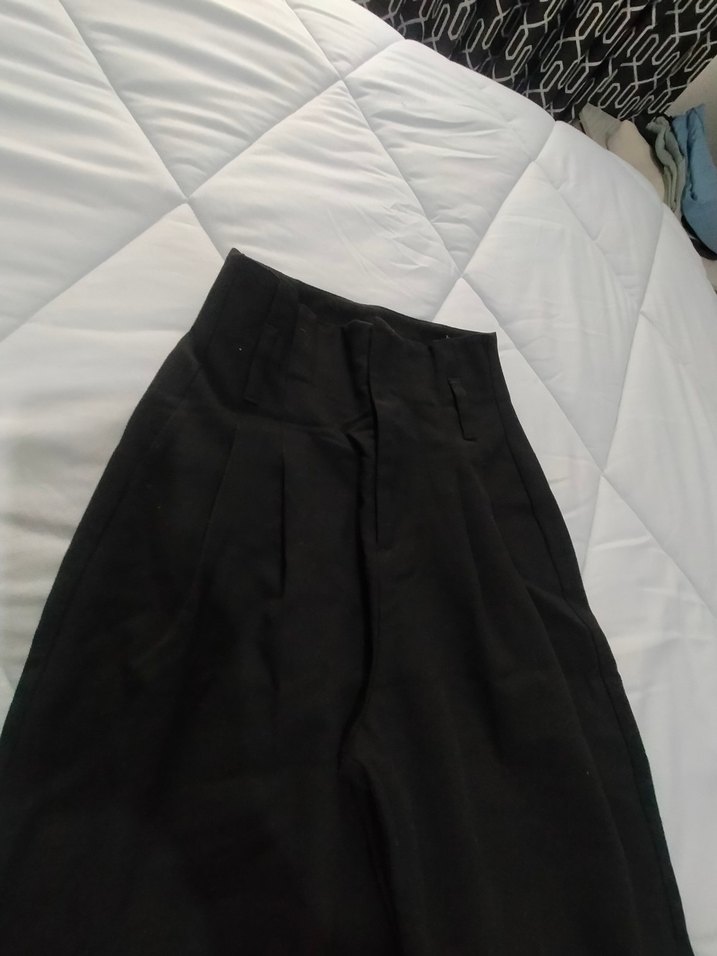 Kadın Siyah Kemerli Keten Pantolon - Görsel 2