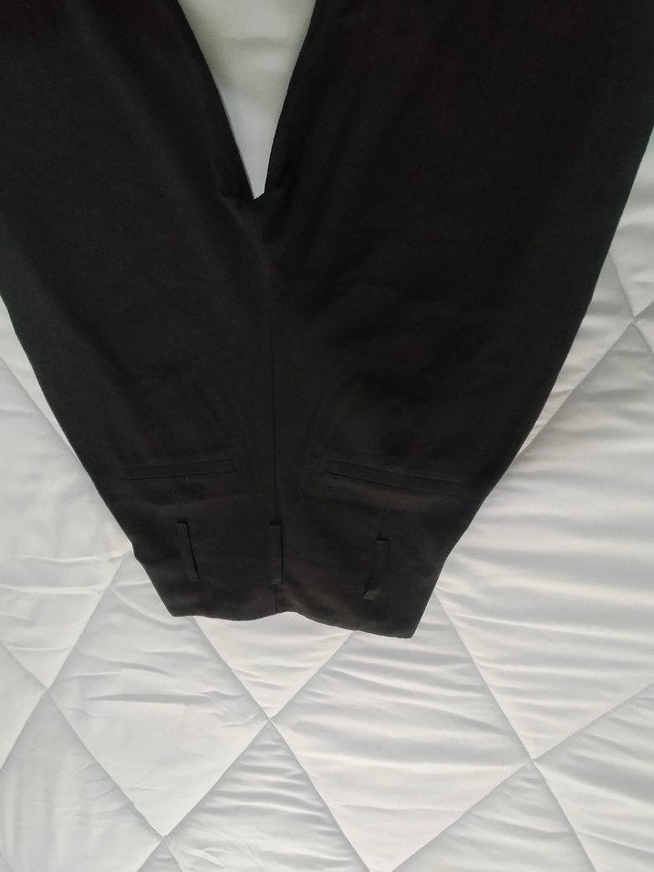 Kadın Siyah Kemerli Keten Pantolon - Görsel 4