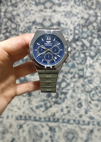 Gri Kordonlu Mavi Kadranlı Erkek Saat - Görsel 3